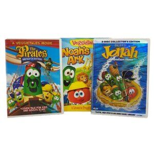 Lot of 3 VeggieTales DVDs Pirates, Jonah, Noah's Ark Movies Lessons Collectors